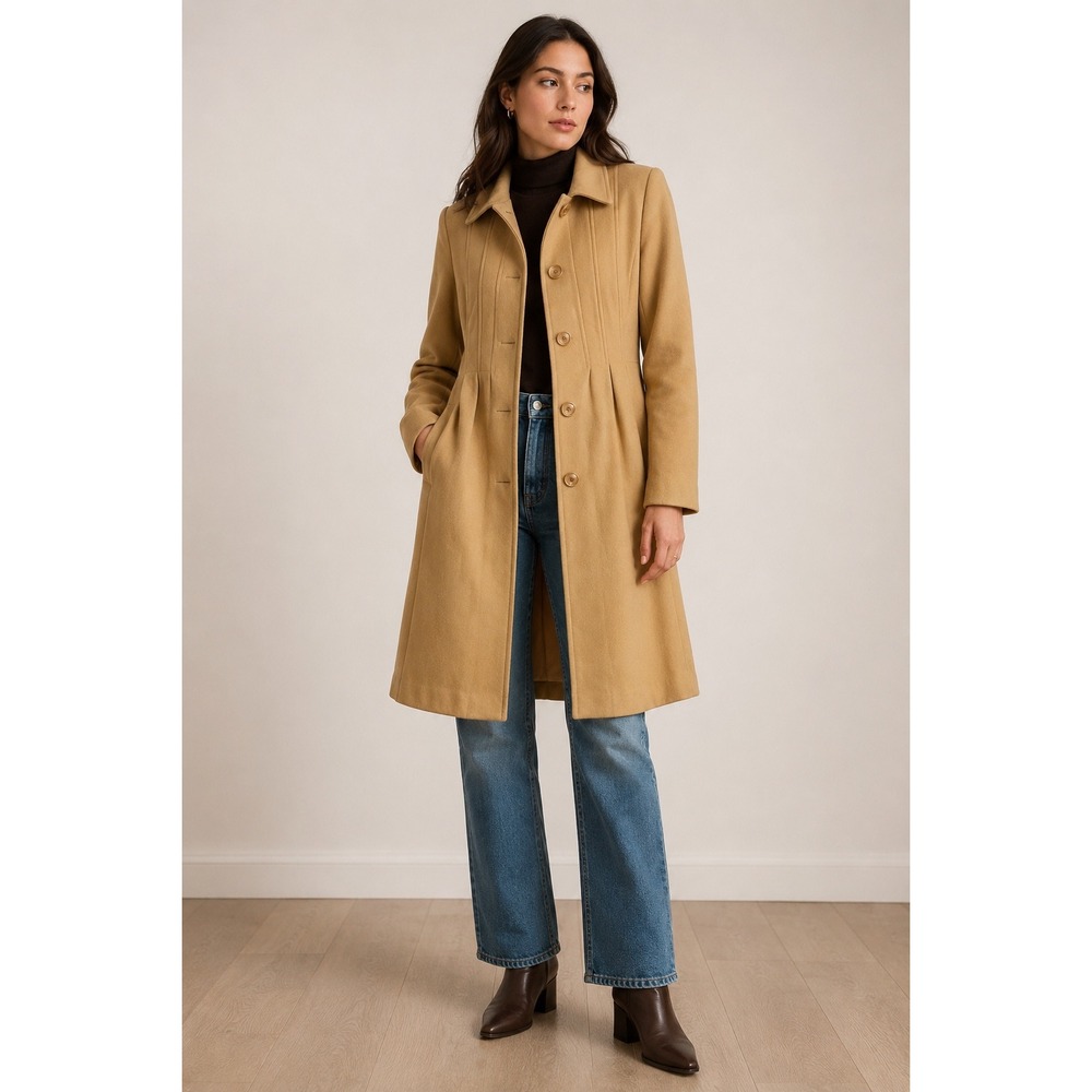 Vintage Martin Brothers 70% Cashmere Wool Coat Size 4 Camel Y2K